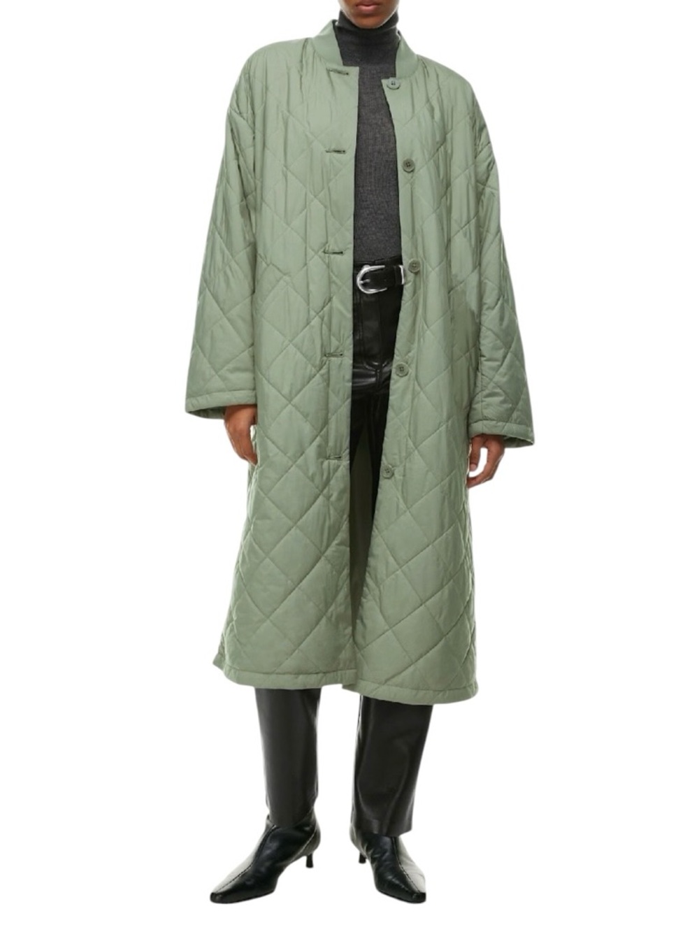 Aritzia Wilfred Pavant Quilted Long Coat Sage Green Down Alternative Sz 2XS XXS